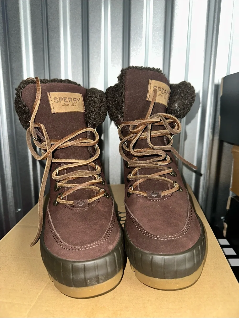 SPERRY Torrent Winter Women’s Brown Leather Lined Snow Boots Lace-Up Size 5.5W